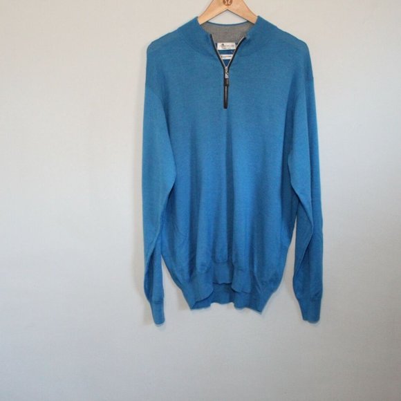 Peter Millar Crown Soft Merino Wool & Silk Quarter Zip Pullover Size XL H11854 - Picture 4 of 7